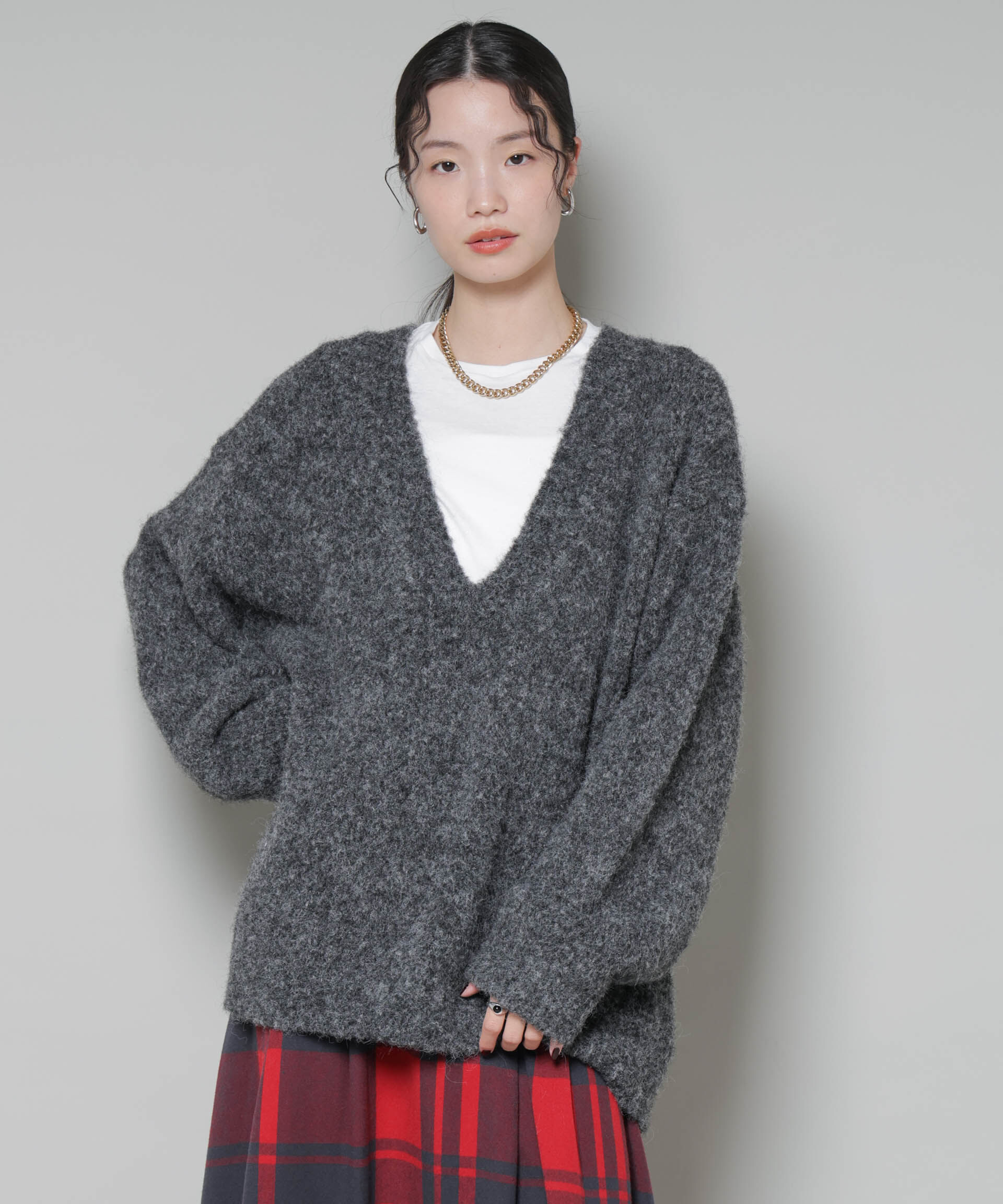 nano･universe「深Vネックオーバーニットプルオーバー」|ニット・セーター|