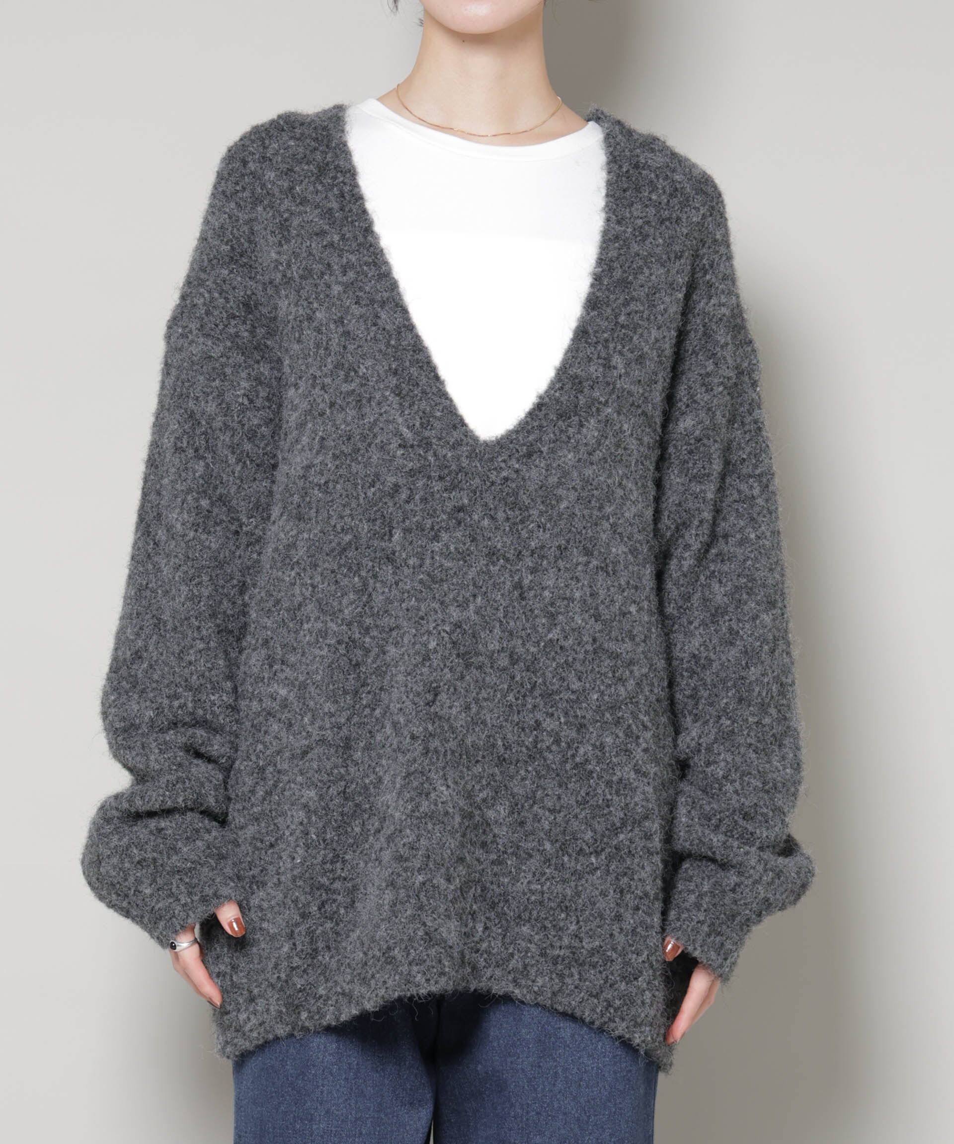 nano･universe「深Vネックオーバーニットプルオーバー」|ニット・セーター|