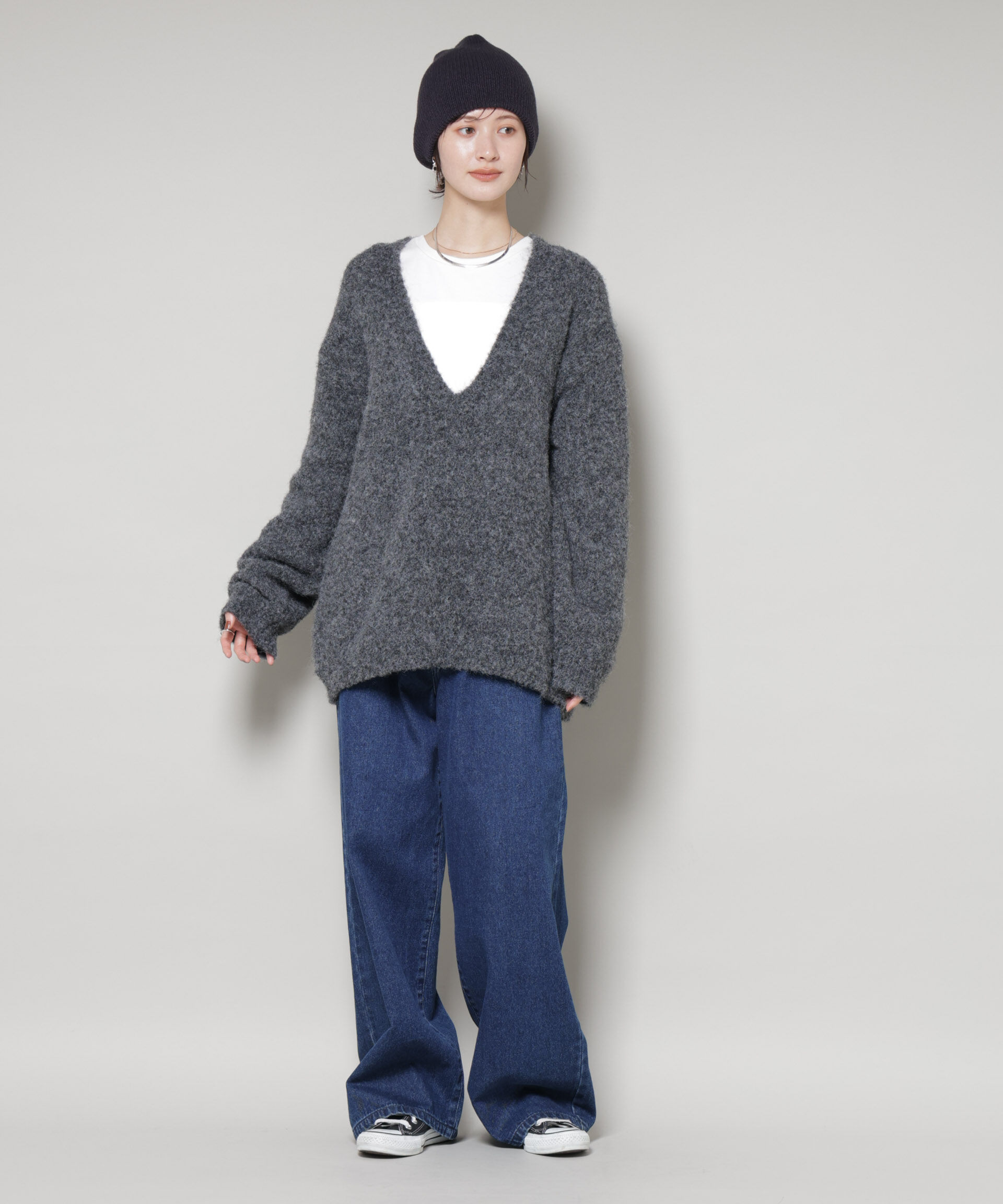 nano･universe「深Vネックオーバーニットプルオーバー」|ニット・セーター|