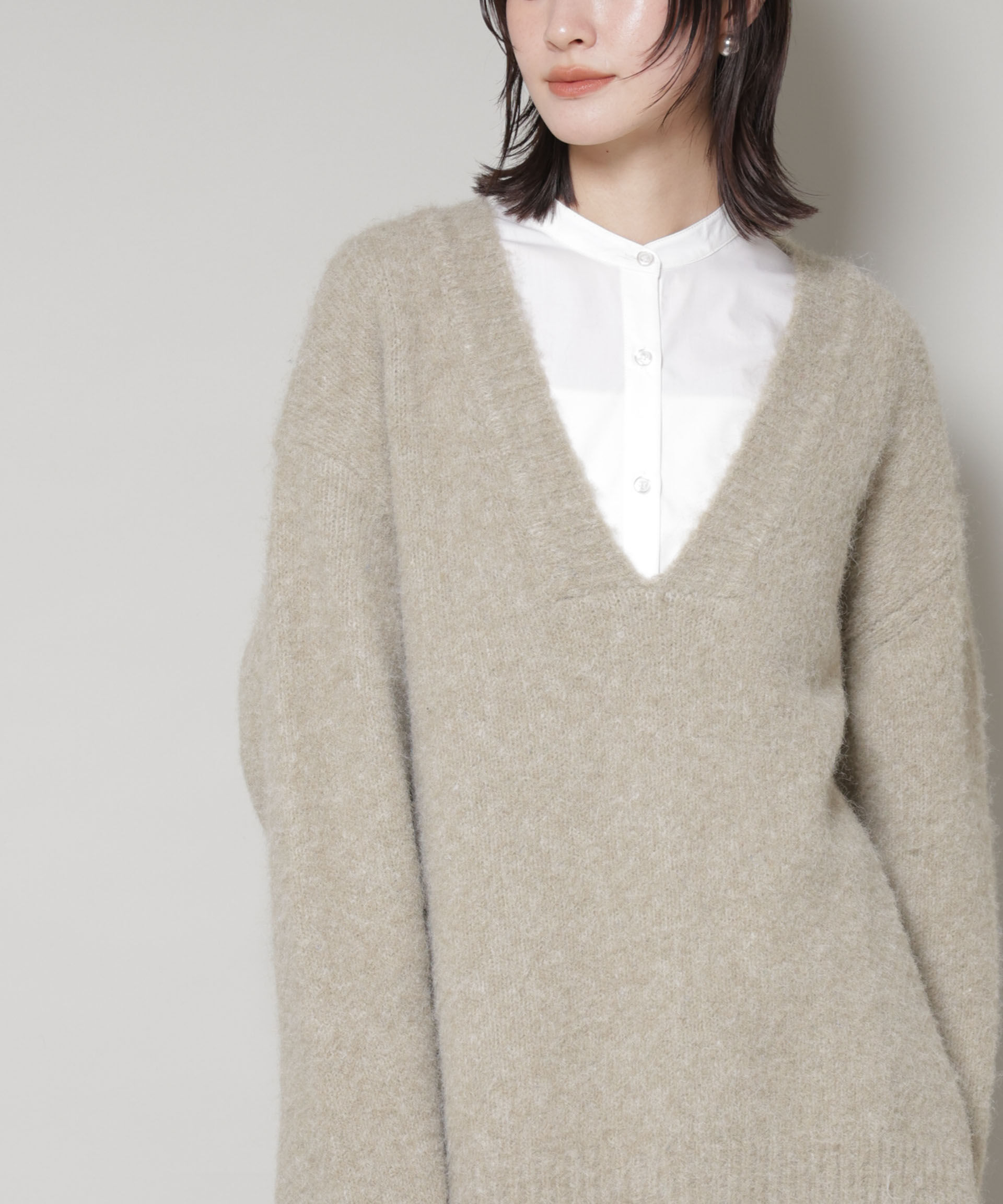 nano･universe「深Vネックオーバーニットプルオーバー」|ニット・セーター|