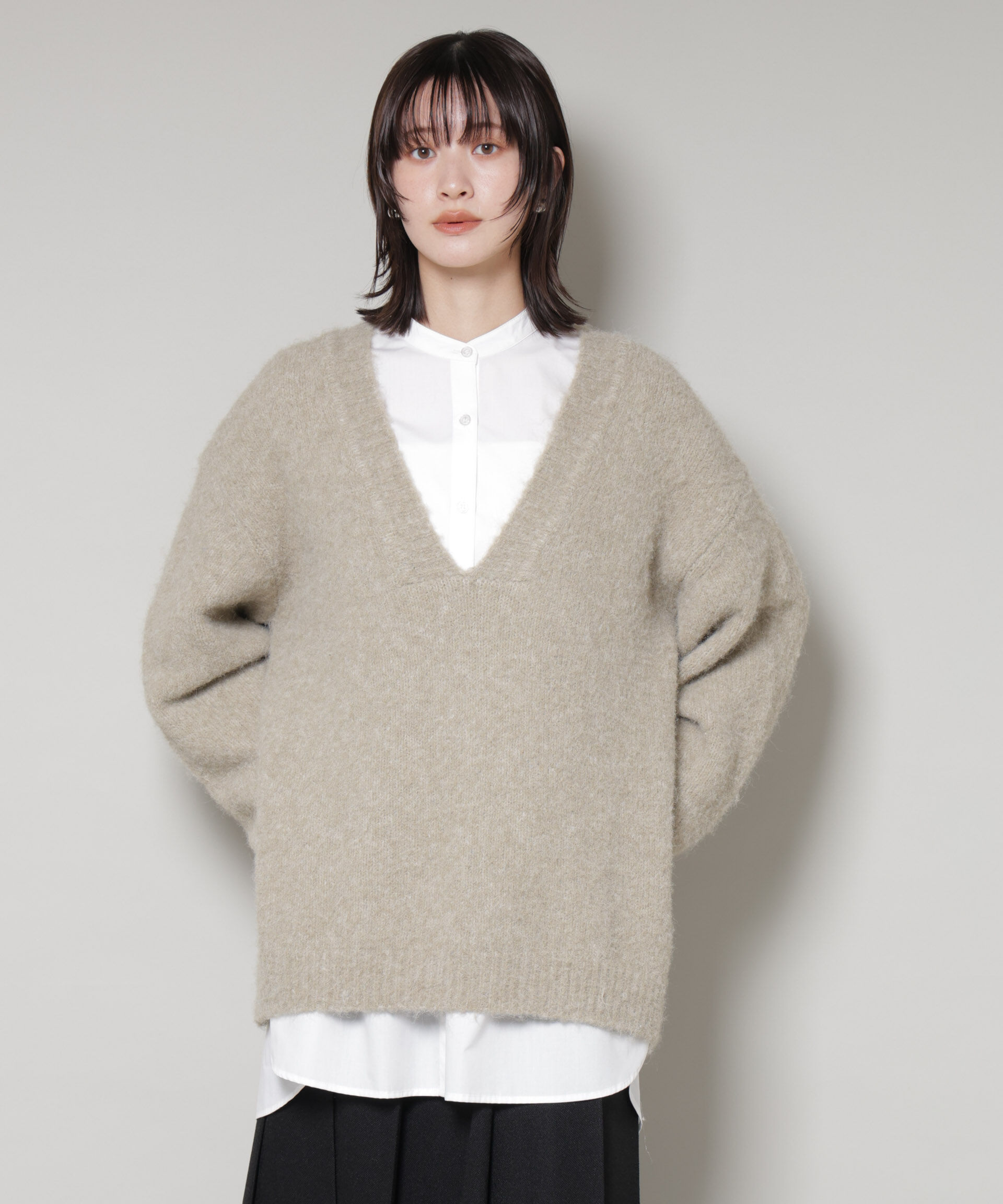 nano･universe「深Vネックオーバーニットプルオーバー」|ニット・セーター|