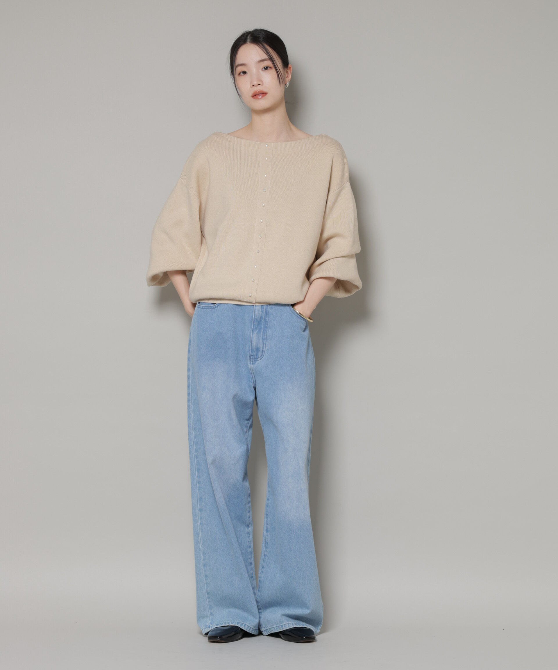 nano･universe「前後2wayセンターパール釦プルオーバーニット」|ニット・セーター|