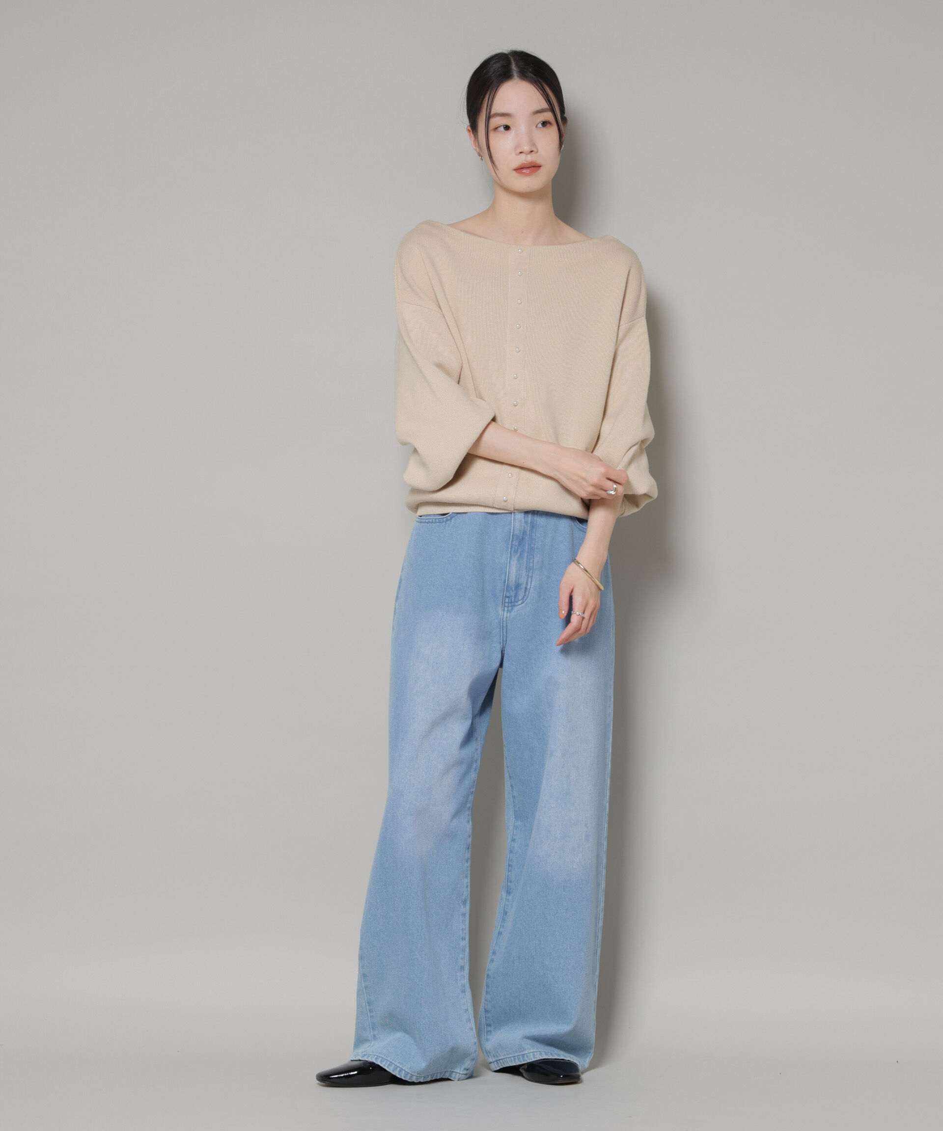 nano･universe「前後2wayセンターパール釦プルオーバーニット」|ニット・セーター|