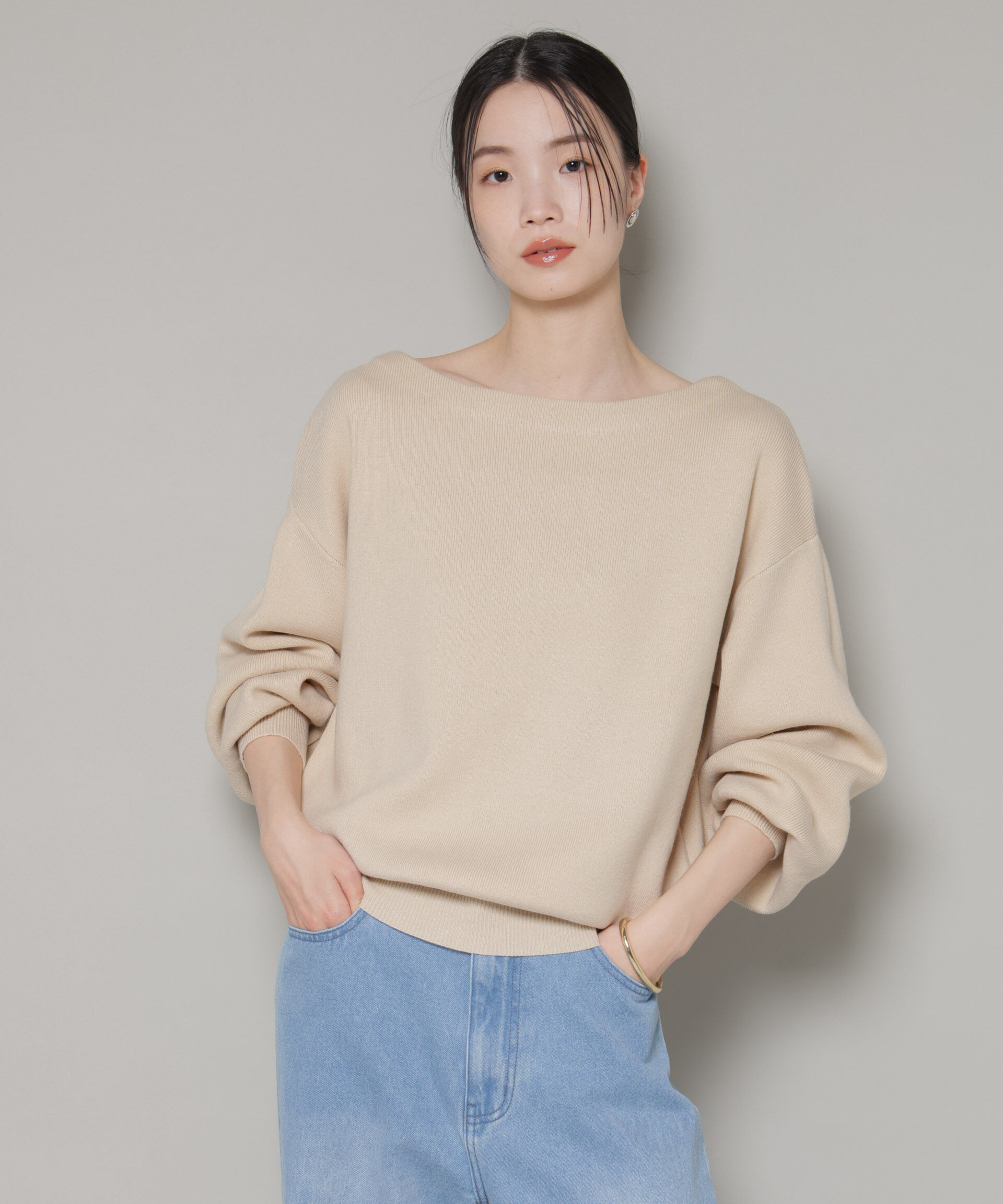 nano･universe「前後2wayセンターパール釦プルオーバーニット」|ニット・セーター|