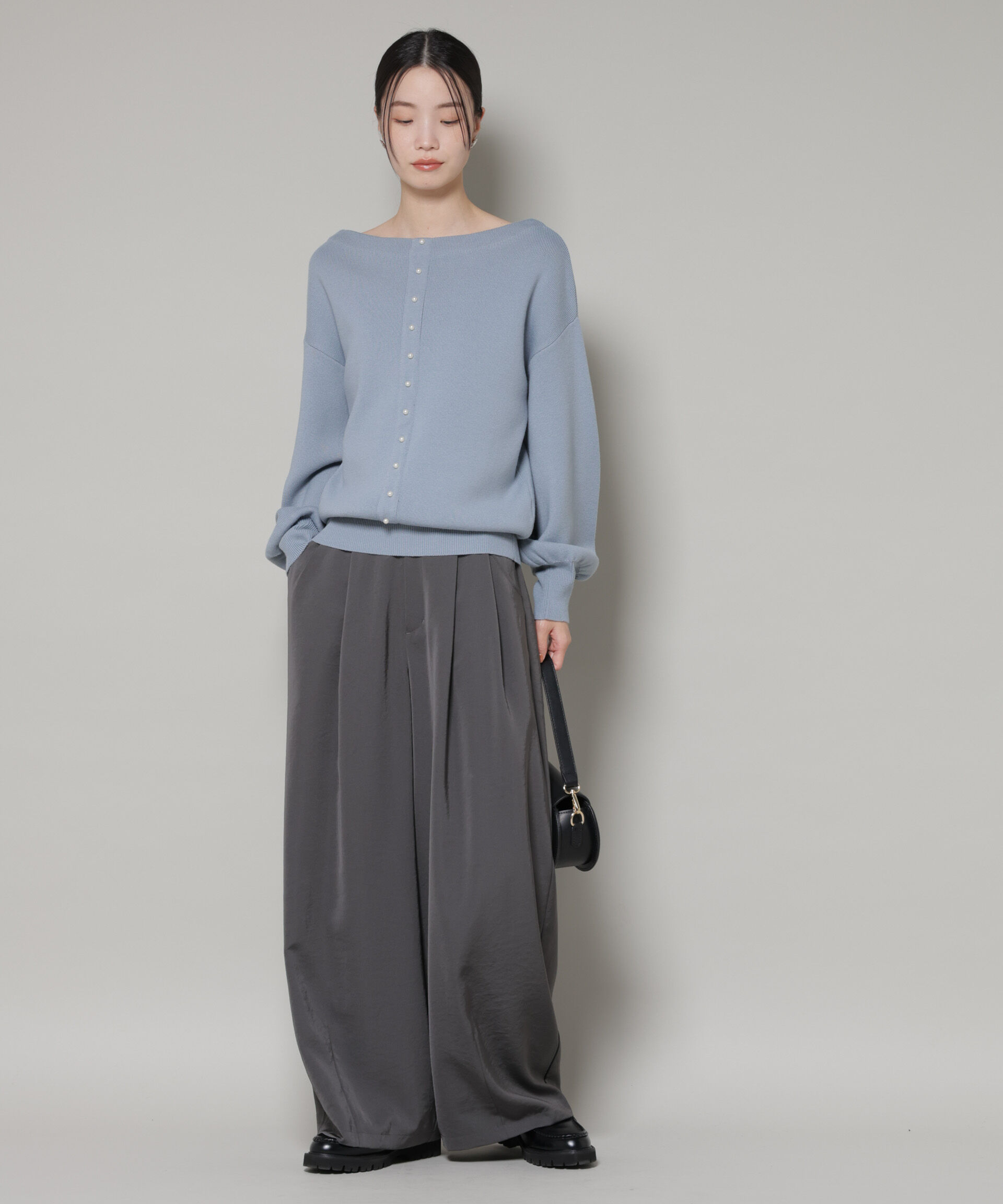 nano･universe「前後2wayセンターパール釦プルオーバーニット」|ニット・セーター|