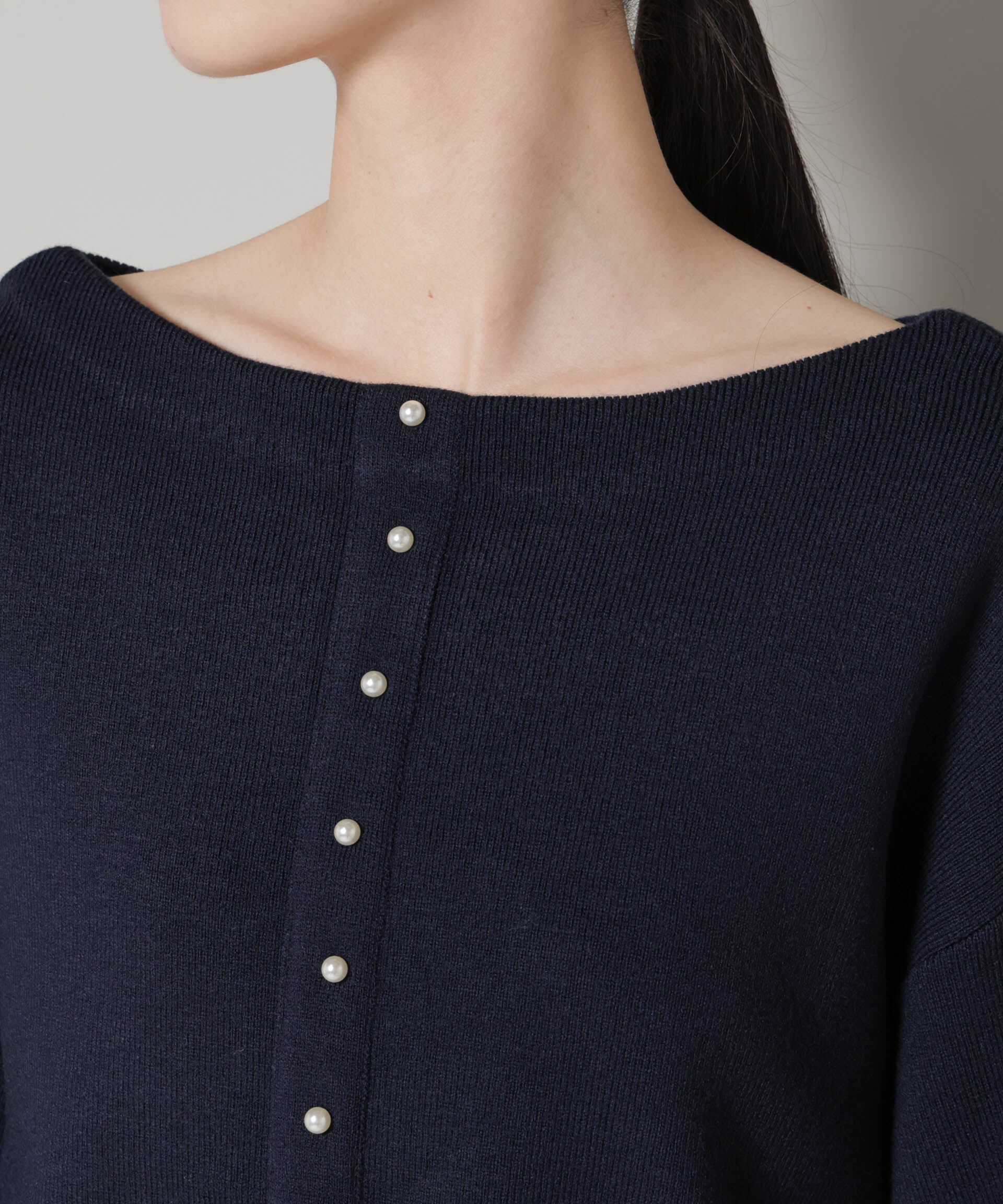 nano･universe「前後2wayセンターパール釦プルオーバーニット」|ニット・セーター|