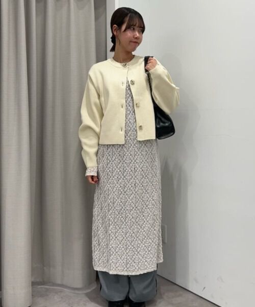 nano･universe「ビッグボタンクルーネックニットカーディガン」|ニット・セーター|