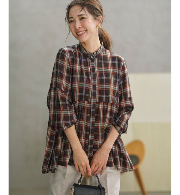 組曲「【WEB限定】シアーツイルチェック チュニックブラウス」|シャツ・ブラウス|ｱﾌﾟﾘｺｯ