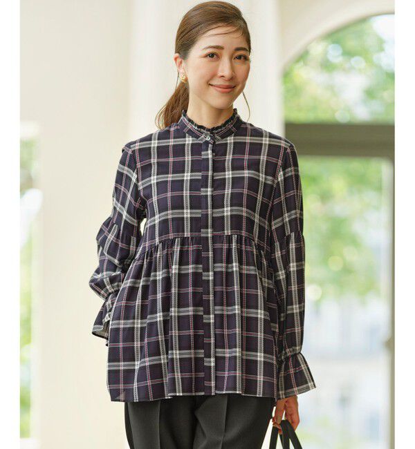 組曲「【WEB限定】シアーツイルチェック チュニックブラウス」|シャツ・ブラウス|