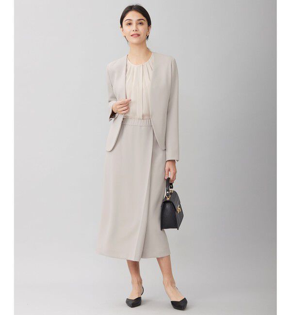 自由区「【セットアップ対応・洗える】トリアセダブルクロスノーカラー ジャケット」|ノーカラージャケット|