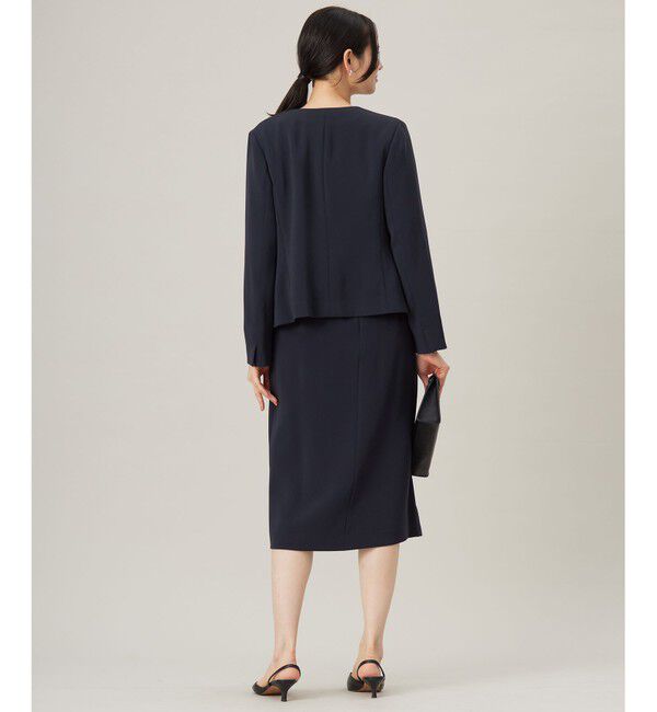 自由区「【セットアップ対応・洗える】トリアセダブルクロスノーカラー ジャケット」|ノーカラージャケット|