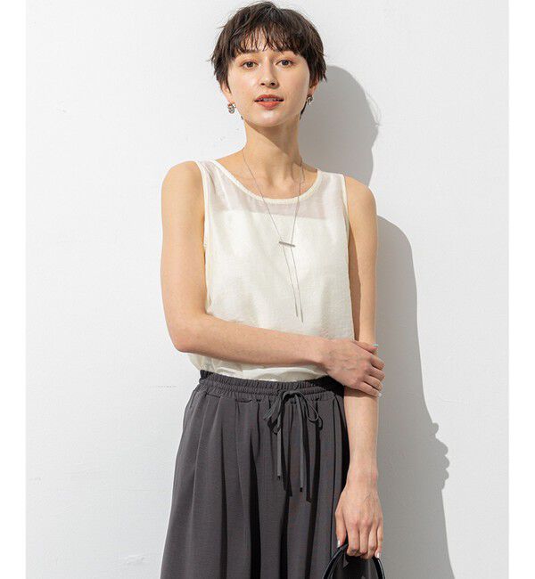 23区「【SLOW/一部店舗限定】ブライトヴィンテージクロス ノースリーブ ブラウス」|シャツ・ブラウス|アイボリー系