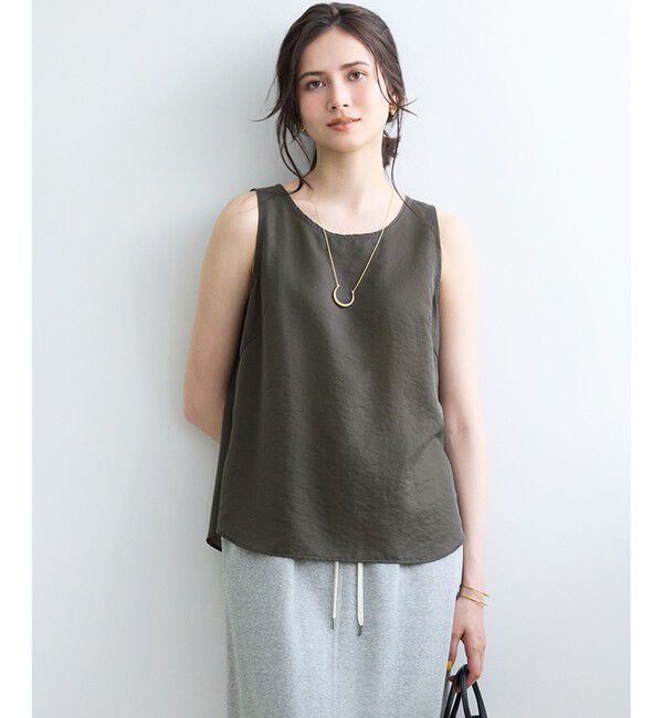 23区「【SLOW/一部店舗限定】ブライトヴィンテージクロス ノースリーブ ブラウス」|シャツ・ブラウス|グレー系