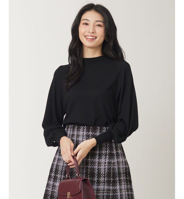 ANY SIS「【洗える】カシミヤブレンドパフ袖 ニット」|ニット・セーター|ブラック