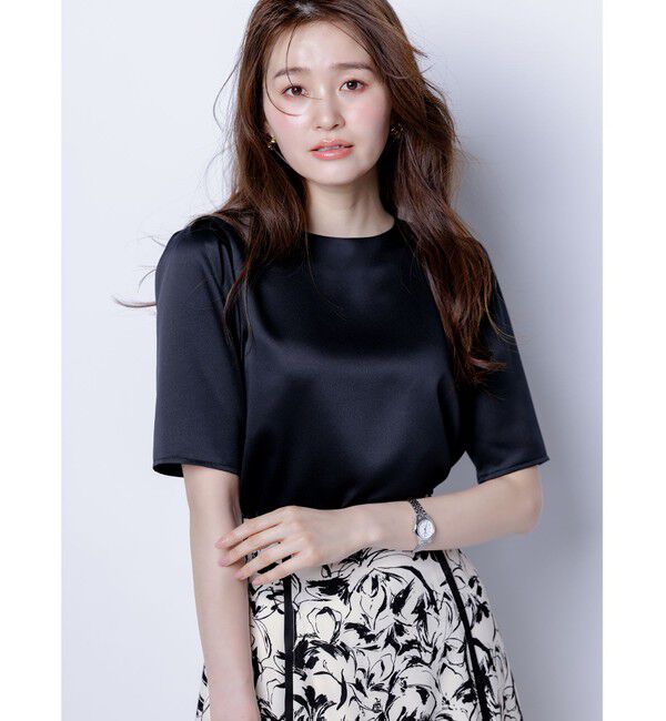 ANY SIS「【洗える】サテン プルオーバー」|Tシャツ・カットソー|ネイビー