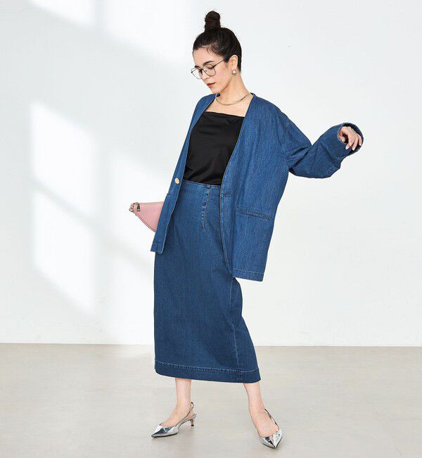 Rie Miller「【RM denim】スリットタイトデニムスカート」|タイト|