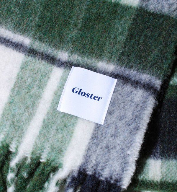 GLOSTER「ウール混ブークレ 大判チェックマフラー」|マフラー|