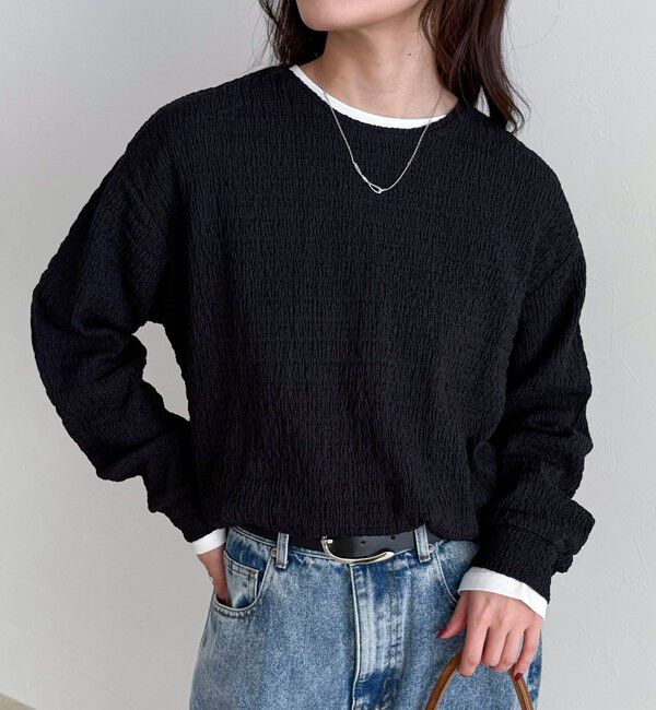 fredy emue「ラウンドヘムカットブラウス」|Tシャツ・カットソー|ブラック