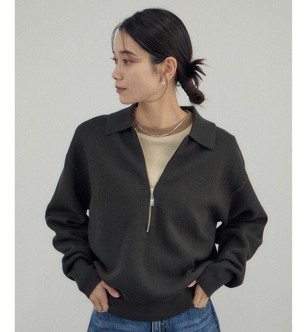 SALON adam et rope'「クレープスウェットライクポロプルオーバー」|スウェット・ジャージ|チャコール(06)