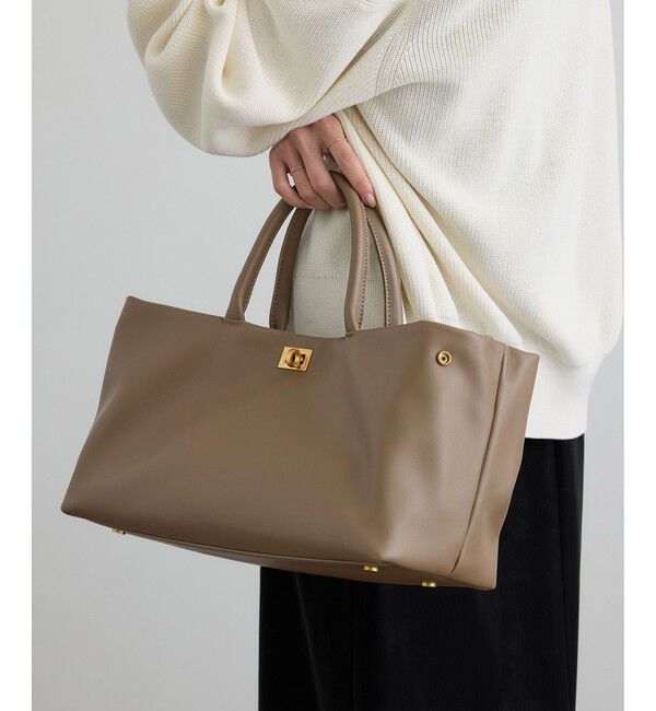 SALON adam et rope'「【WEB限定】【WS（ドゥーブル）】ソフトレザーメタルロックボストン」|ハンドバッグ|