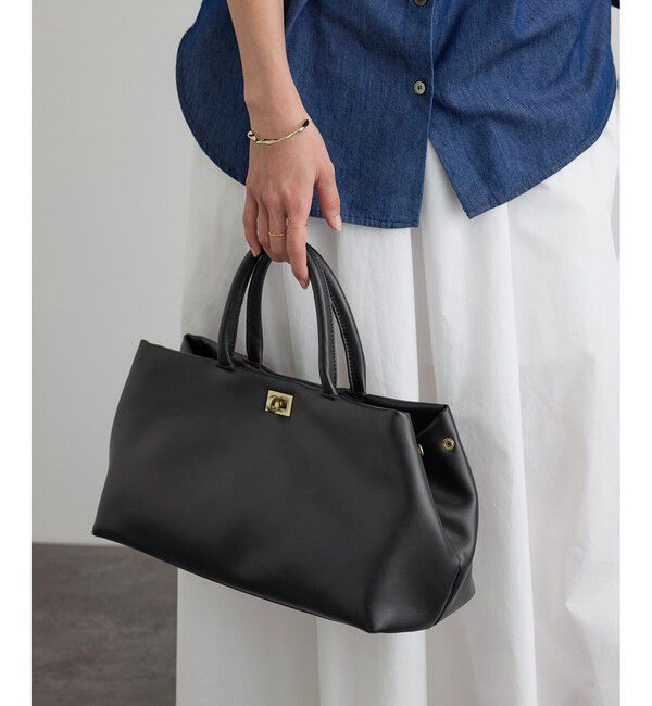 SALON adam et rope'「【WEB限定】【WS（ドゥーブル）】ソフトレザーメタルロックボストン」|ハンドバッグ|