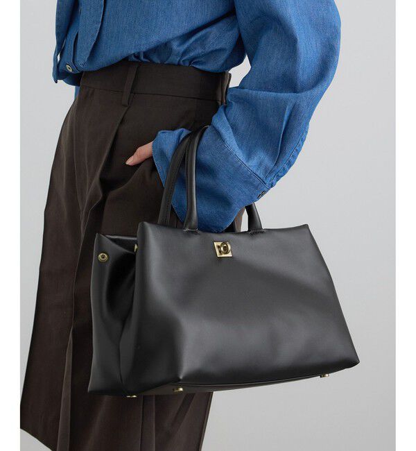 SALON adam et rope'「【WEB限定】【WS（ドゥーブル）】ソフトレザーメタルロックボストン」|ハンドバッグ|