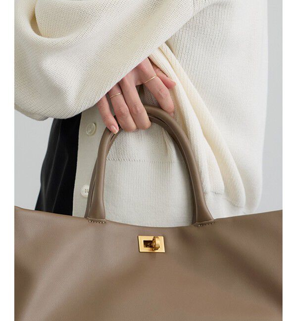 SALON adam et rope'「【WEB限定】【WS（ドゥーブル）】ソフトレザーメタルロックボストン」|ハンドバッグ|