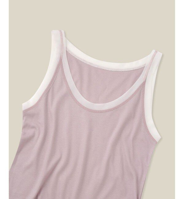 ROPE「【WEB・一部店舗限定】【接触冷感/UVカット】チュールコンビテレコタンクトップ」|タンクトップ|