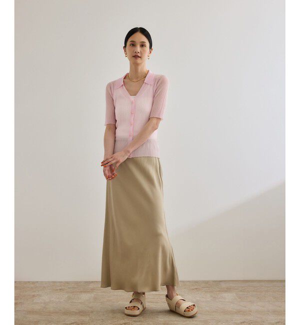 ROPE「【WEB・一部店舗限定】【接触冷感/UVカット】チュールコンビテレコタンクトップ」|タンクトップ|