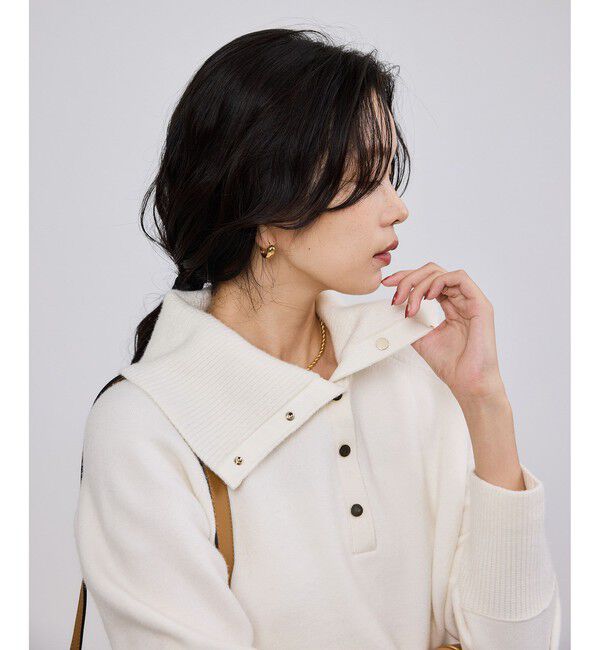 ROPE「接結ウールドットボタンハイネックニット/イージーケア」|ニット・セーター|