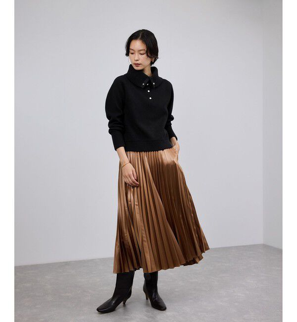 ROPE「接結ウールドットボタンハイネックニット/イージーケア」|ニット・セーター|