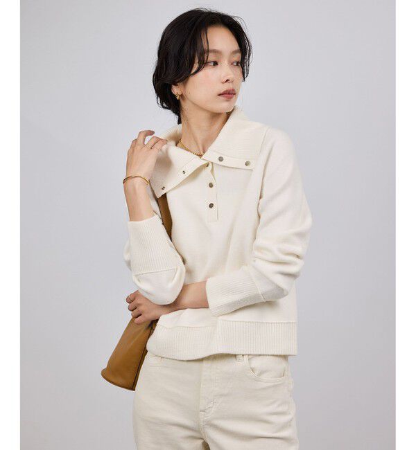 ROPE「接結ウールドットボタンハイネックニット/イージーケア」|ニット・セーター|オフホワイト(15)