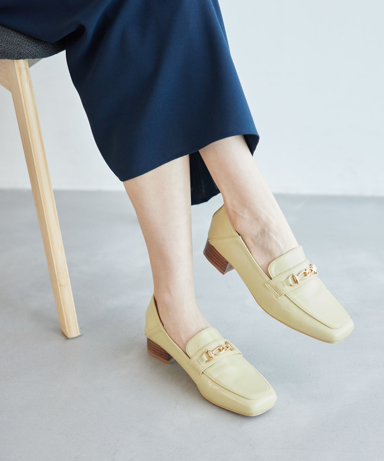 ROPE PICNIC PASSAGE「スクエアトゥビットローファーバブーシュ」|ローファー|イエロー系(82)