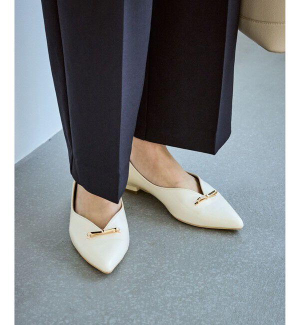 ROPE PICNIC PASSAGE「メタルリボンＶカットフラットパンプス」|パンプス|