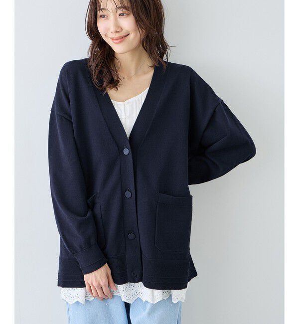Rope&rsquo;Picnic「Vネックミドル丈フォルムカーディガン」|カーディガン|