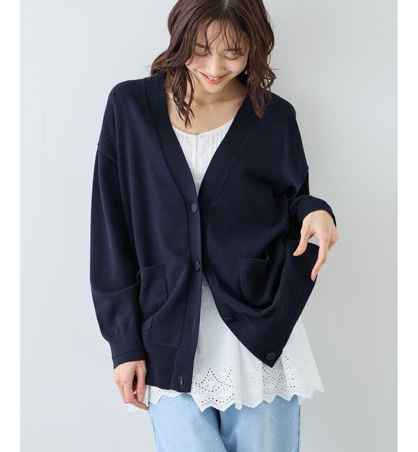 Rope&rsquo;Picnic「Vネックミドル丈フォルムカーディガン」|カーディガン|