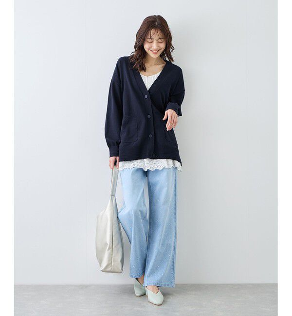 Rope&rsquo;Picnic「Vネックミドル丈フォルムカーディガン」|カーディガン|