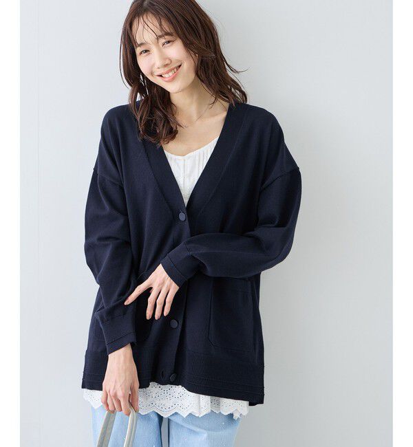 Rope&rsquo;Picnic「Vネックミドル丈フォルムカーディガン」|カーディガン|