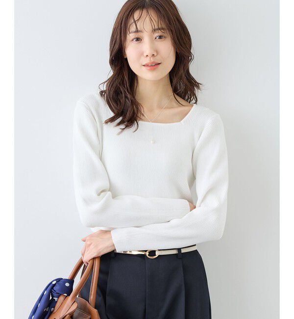 Rope&rsquo;Picnic「スクエアネックリブニット」|ニット・セーター|オフホワイト(15)