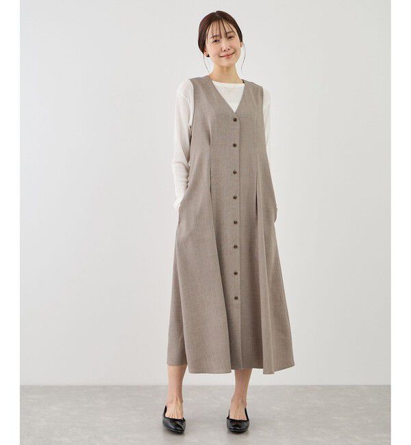 Rope&rsquo;Picnic「ウエストタックジャンパースカート」|ワンピース|ベージュ系(29)