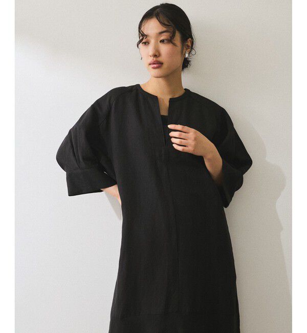 ADAM ET ROPE'「【WEB限定】・【新色追加】リネンボリュームスリーブワンピース」|ワンピース|