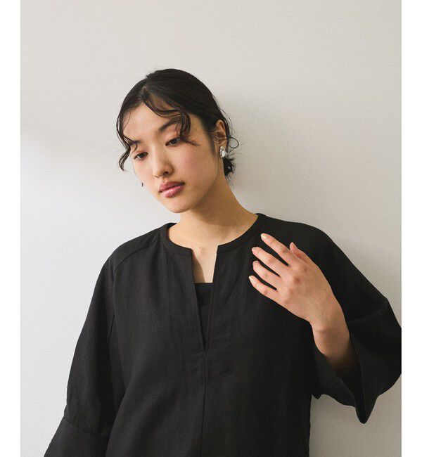 ADAM ET ROPE'「【WEB限定】・【新色追加】リネンボリュームスリーブワンピース」|ワンピース|