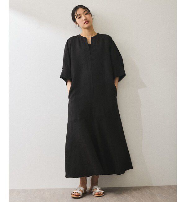 ADAM ET ROPE'「【WEB限定】・【新色追加】リネンボリュームスリーブワンピース」|ワンピース|