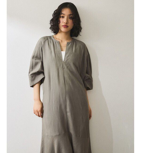 ADAM ET ROPE'「【WEB限定】・【新色追加】リネンボリュームスリーブワンピース」|ワンピース|