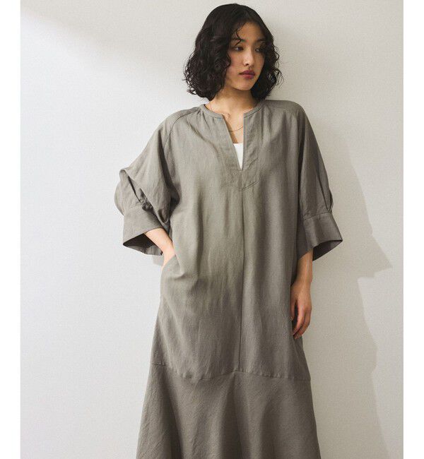 ADAM ET ROPE'「【WEB限定】・【新色追加】リネンボリュームスリーブワンピース」|ワンピース|