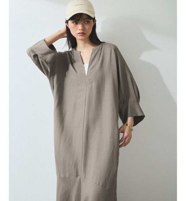 ADAM ET ROPE'「【WEB限定】・【新色追加】リネンボリュームスリーブワンピース」|ワンピース|