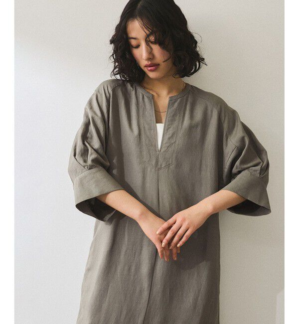 ADAM ET ROPE'「【WEB限定】・【新色追加】リネンボリュームスリーブワンピース」|ワンピース|