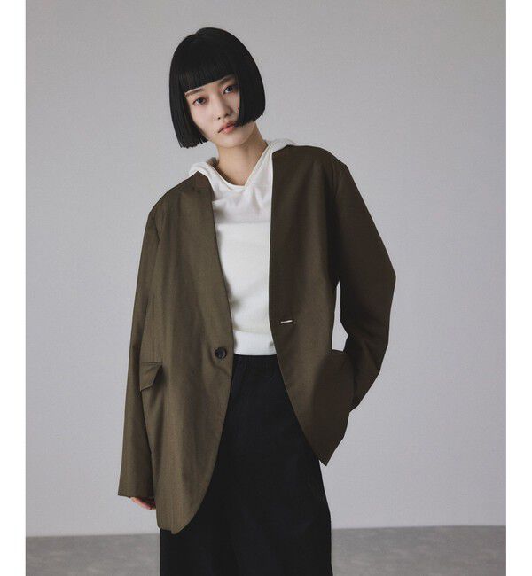 ADAM ET ROPE'「LIMONTAノーカラーダウンジャケット」|ダウン|カーキー(36)