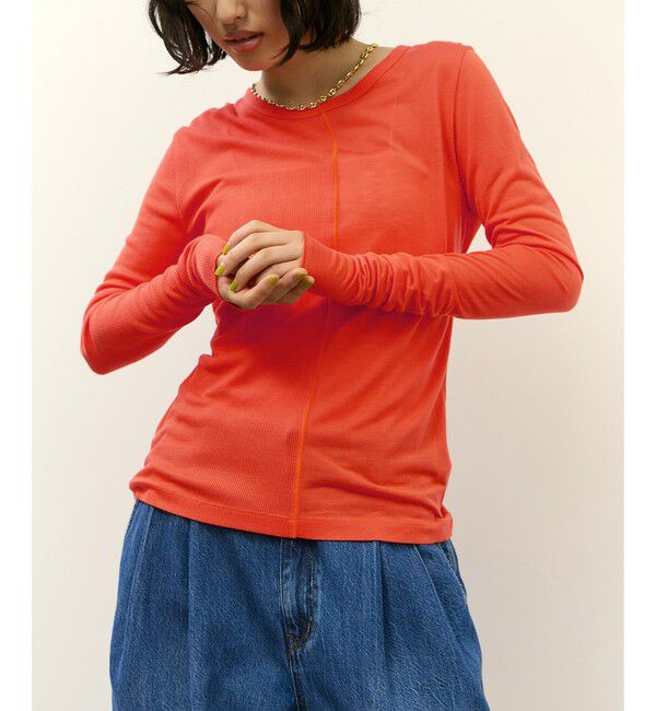 ADAM ET ROPE'「リブコンビロンT」|Tシャツ・カットソー|レッド(60)