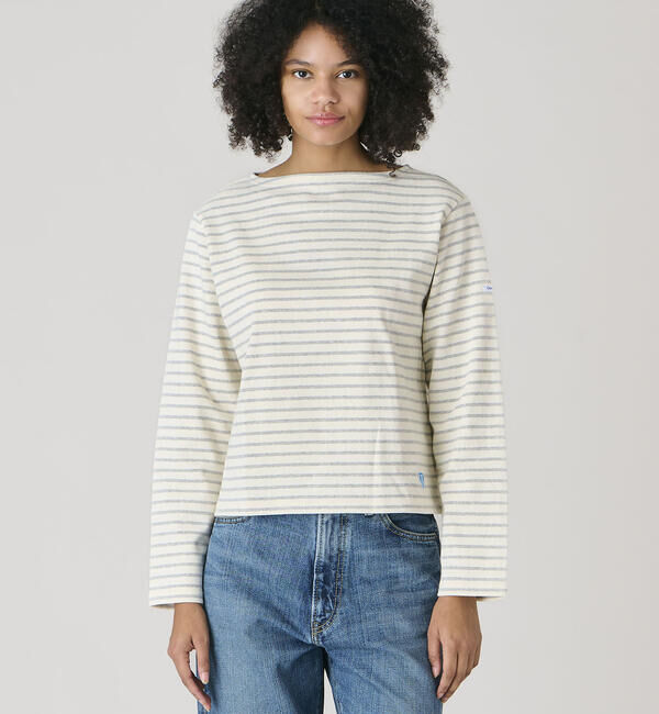 ORCIVAL「ORCIVAL | コットンロード ボートネック クロップドバスクTシャツ WOMEN」|Tシャツ・カットソー|ECRU系1